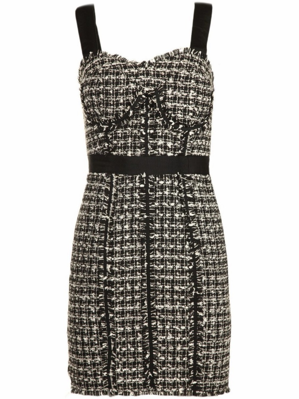 Guess Black and White Tweed Mini Dress